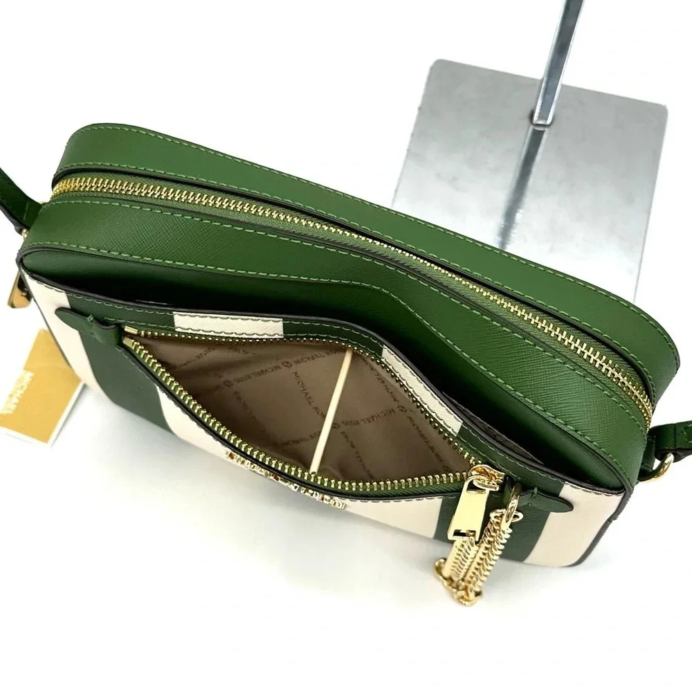 Michael Kors Large EW Zip Chain Xbody Crossbody Bag Fern Green Multi